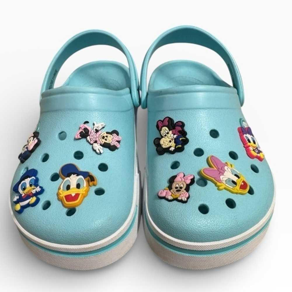 Crocs Crocband Sky Blue Disney Minnie Daisy Jibbitz Clogs Womens US 6 UK 4